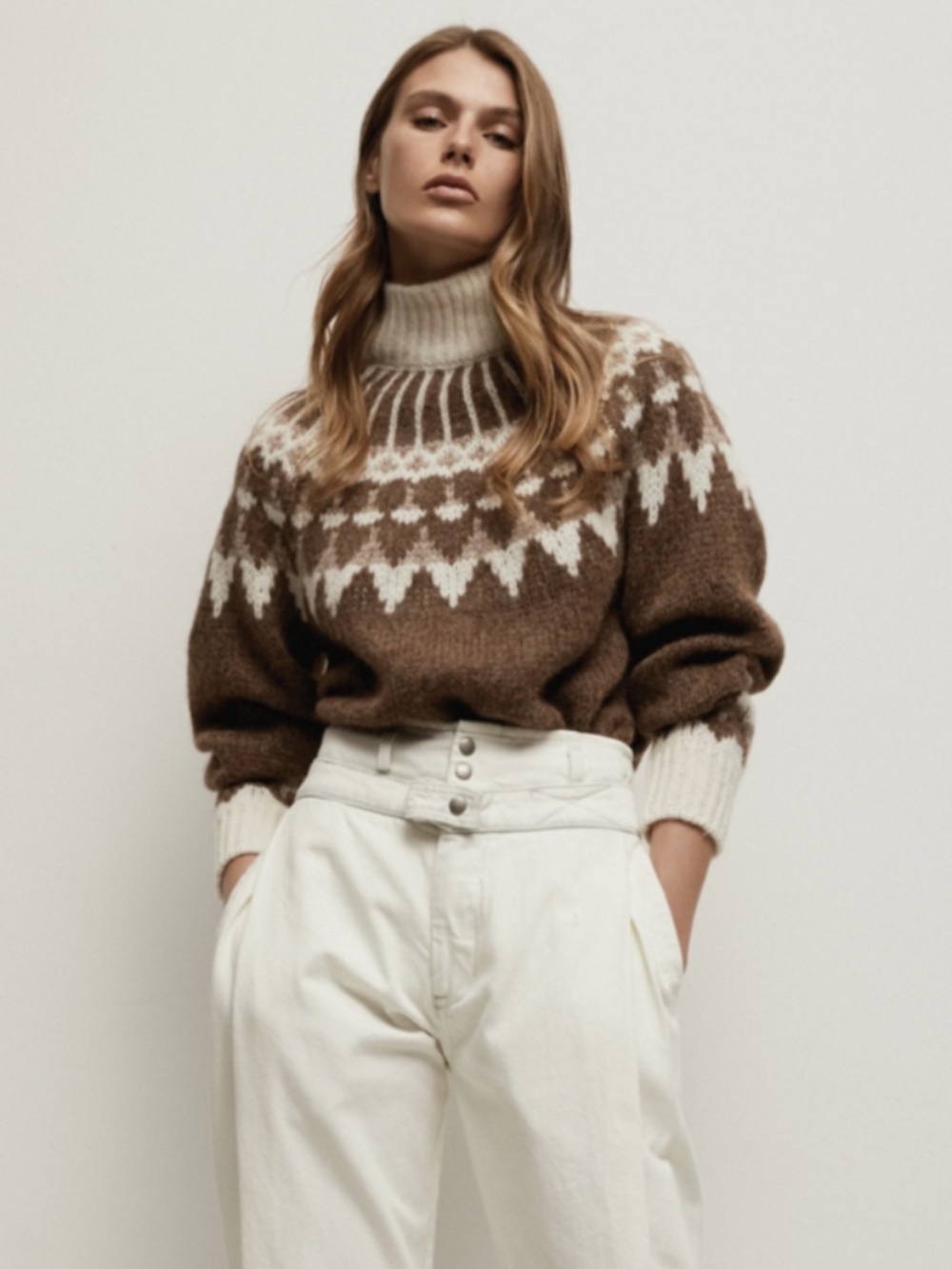 Frame Alpaca Fair Isle Mock Neck Sweater